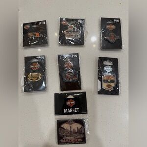 7 pc Harley-Davidson Men's Black and Orange Pin Collection